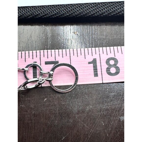 Circled Silver Tone Long Chain Necklace 34" Modernist Geometric Rings - Picture 5 of 6